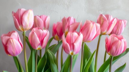 Fototapeta premium Pink Tulips Bouquet - Delicate Spring Flowers