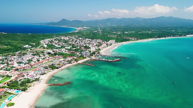 Drone Shot in Punta Mita, Nayarit. Mexico. Sayulita Beach in the Background