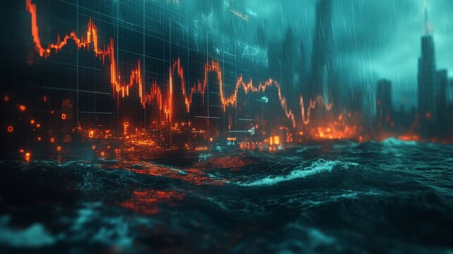 Stock Market Crash Reflected in Stormy Waters - Powered by Adobe