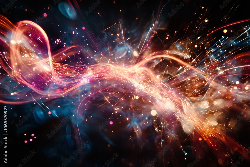 Aufkleber This abstract image features a swirling energy pattern with vibrant colors, representing cosmic forces in a dynamic and mesmerizing display of power and beauty.