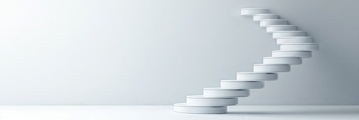 Abstract White Circular Staircase.