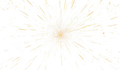Obraz premium Golden explosion of light and sparkles resembling fireworks isolate on transparent background, cutout, png