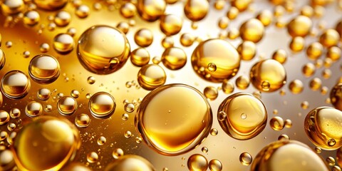 Fototapeta premium Golden Oil Bubbles A Macro Perspective of Liquid Dynamics