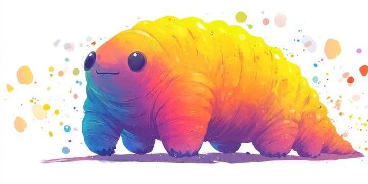 Playful cartoon style tardigrade in vibrant colors  a fun abstract background of resilient creatures