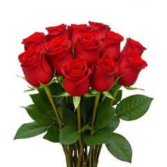 Fototapeta premium beautiful red roses bouquet isolated on white background