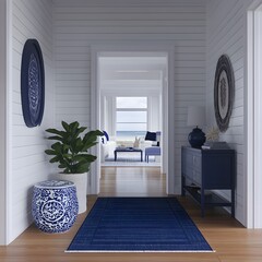 Nautical-Themed Hallway with Ocean View