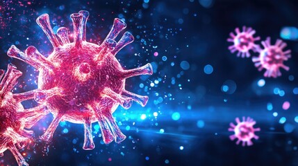 Obraz premium Vibrant hiv awareness concept with virus illustration in chaotic digital style