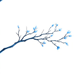 Obraz premium Delicate Watercolor Blue Leaves on Branches