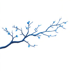 Obraz premium Delicate Watercolor Blue Leaves on Branches
