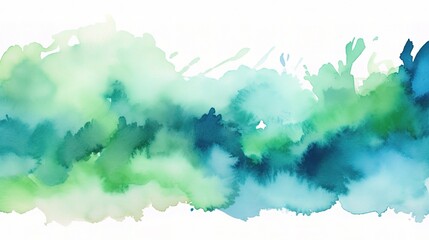 Fototapeta premium Vibrant Watercolor Border in Blues and Greens
