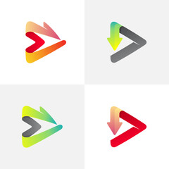 Play icon vector, triangle logo with arrow design combination, logo set