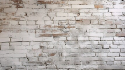Fototapeta premium Old White Painted Brick Wall with Visible Mortar