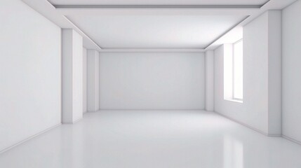 Fototapeta premium Minimalist White Room with Clean Gray Gradient Background
