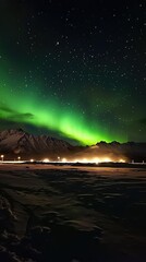 Obraz premium Captivating Aurora Borealis Over Snowy Landscape