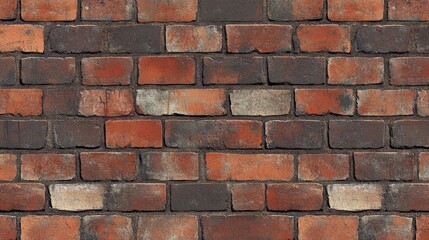 Obraz premium A seamless brick wall texture pattern with realistic red and brown bricks, giving an urban and industrial feel ideal for architecture, interior design, or gritty background applications