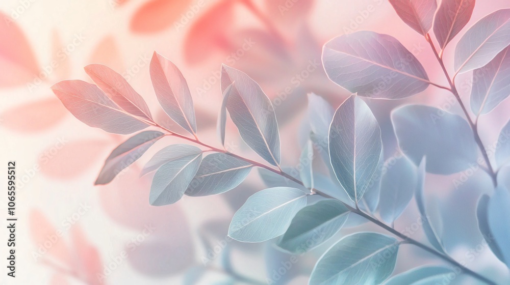 Poster Explore the beauty of nature through a soft-focused macro shot of overlapping leaves capturing the essence of tranquility and serenity