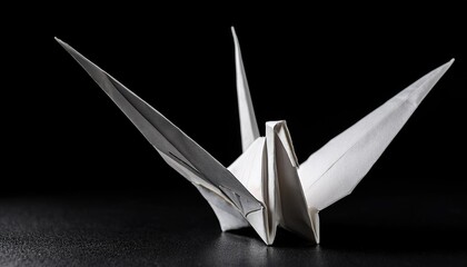 Origami crane isolated on black background