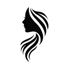 Beauty long hair woman logo silhouette vector