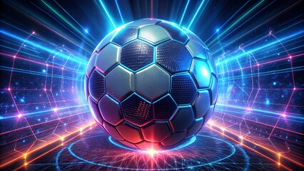 Fototapeta premium Neon Soccer Ball in a Futuristic Arena