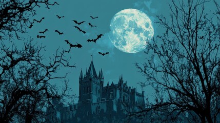 Fototapeta premium Haunted house. Halloween decoration element.
