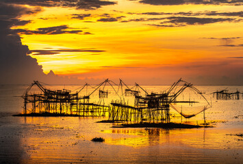 eep sea port with golden evening light