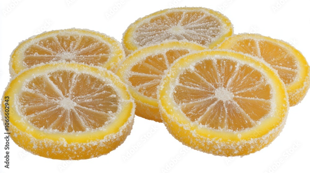 Poster sugared lemon slices with visible crystallization