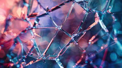 A shattered glass window with cracks and breaks, often used as a metaphor for damaged relationships or fragile situations