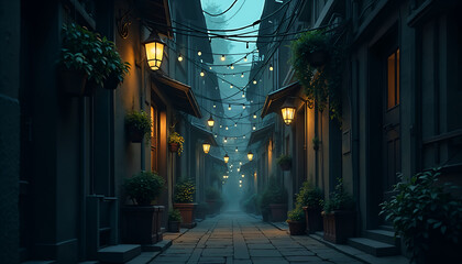 Fototapeta premium a street with lights that say night