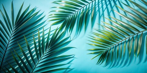 Obraz premium Tropical Palm Leaf Shadows on a Turquoise Background - Minimalist Summer Design