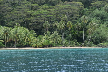 The tropical white sand beaches of Bora Bora in French Polynesia