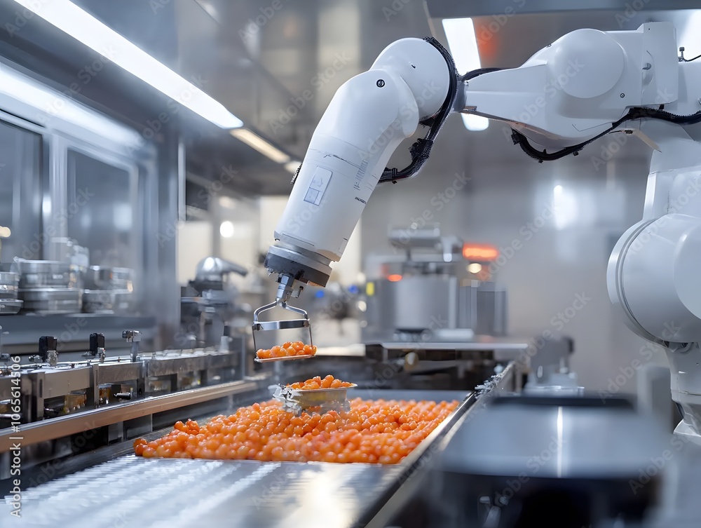 Fototapete automated robotics in food processing technology
