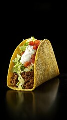 Delicious Taco Filled with Seasoned Beef and Fresh Toppings