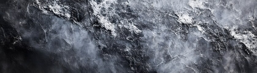 Abstract Marble Texture with Swirling White Veins on a Dark Background