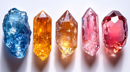 Lineup of Polished Gemstones in Vibrant Colors – Radiant Crystals for Jewelry Inspiration