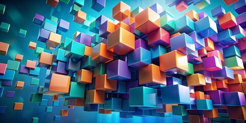 Abstract Colorful Cubes A 3D Composition of Geometric Shapes and Vibrant Hues
