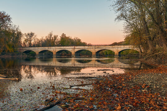 Monocacy Aqueduct on the Chesapeake and Ohio Canal National Historical Park at sunset