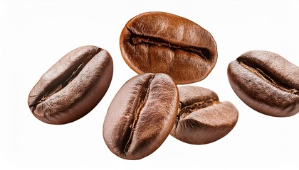Obraz premium floating coffee beans isolate on White background PNG