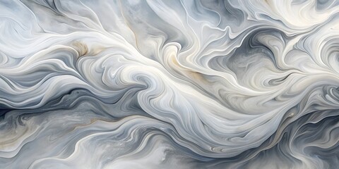 Fototapeta premium Fluid Swirls of Gray and White A Digital Abstract Composition