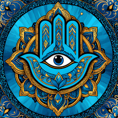 thai style painting of hamsa