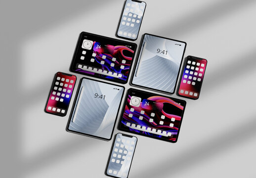 Tablet and Smartphone Mosaic Mockup