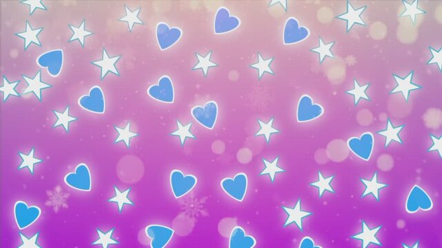 seamles background with hearts, bokeh and stars