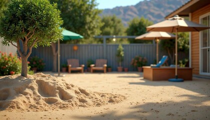 Fototapeta premium Pet-Friendly Outdoor Sandbox Area