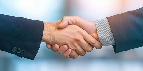 Obraz premium Handshake between two business professionals, symbolizing agreement and trust