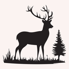 Fototapeta premium Mystic Stag: Solid Black Deer Silhouette Vector