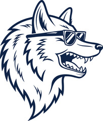 Wolf logo, stylized wolf with sunglasses, vector art illustration eps
