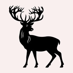 Fototapeta premium Mystic Stag: Solid Black Deer Silhouette Vector