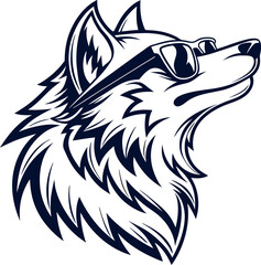 Wolf logo, stylized wolf with sunglasses, vector art illustration eps  © JOY RAM ROY
