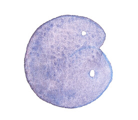 B letter. Close-up of purple sea sponge on white background highlighting natural textures and organic marine structures.