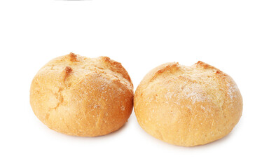 Two homemade tasty buns isolated on white