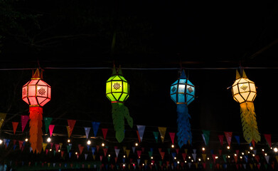 Northern Thai style lamp in many colors